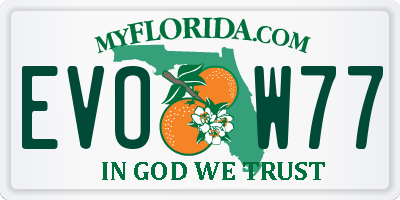 FL license plate EVOW77