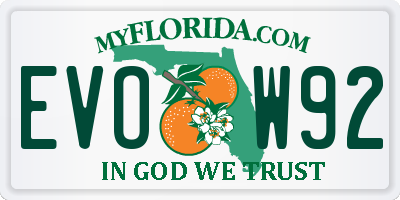 FL license plate EVOW92