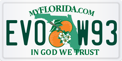 FL license plate EVOW93