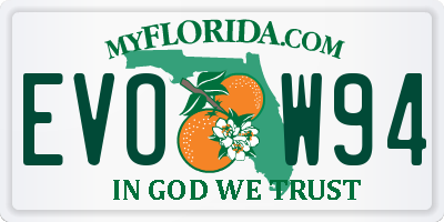 FL license plate EVOW94