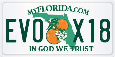 FL license plate EVOX18
