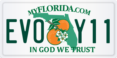 FL license plate EVOY11