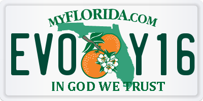 FL license plate EVOY16
