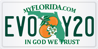 FL license plate EVOY20