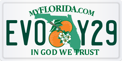 FL license plate EVOY29