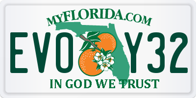 FL license plate EVOY32