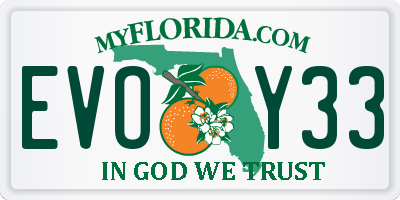 FL license plate EVOY33