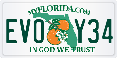 FL license plate EVOY34