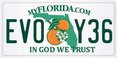 FL license plate EVOY36