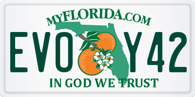 FL license plate EVOY42