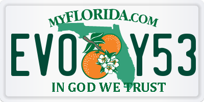 FL license plate EVOY53