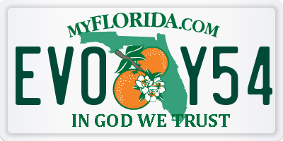 FL license plate EVOY54