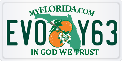 FL license plate EVOY63