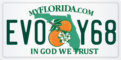 FL license plate EVOY68