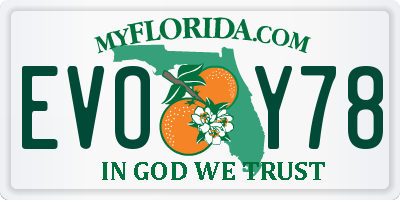 FL license plate EVOY78
