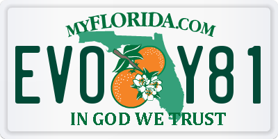 FL license plate EVOY81