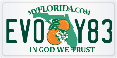 FL license plate EVOY83