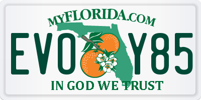 FL license plate EVOY85