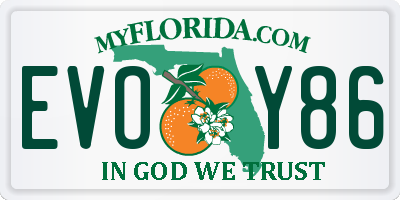 FL license plate EVOY86