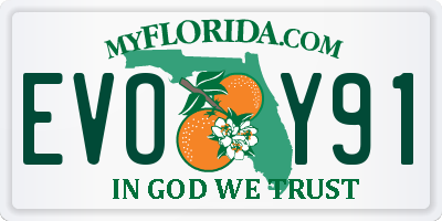 FL license plate EVOY91