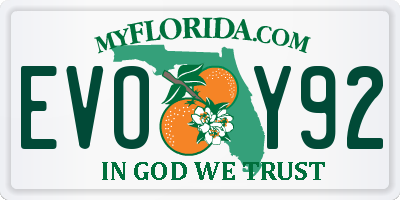 FL license plate EVOY92