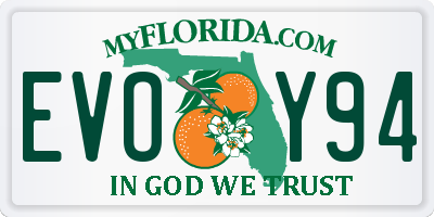 FL license plate EVOY94
