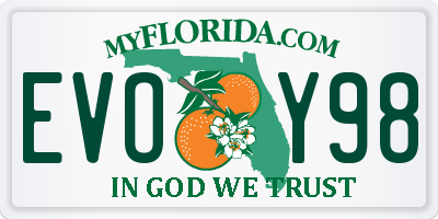 FL license plate EVOY98