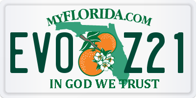 FL license plate EVOZ21