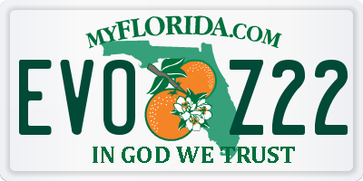 FL license plate EVOZ22