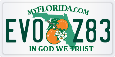 FL license plate EVOZ83