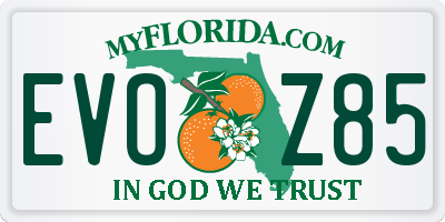 FL license plate EVOZ85