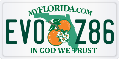 FL license plate EVOZ86