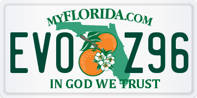 FL license plate EVOZ96
