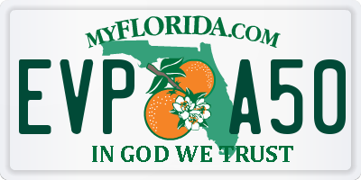 FL license plate EVPA50