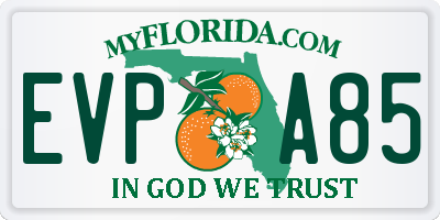 FL license plate EVPA85