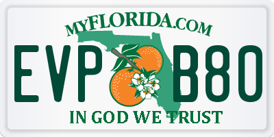 FL license plate EVPB80