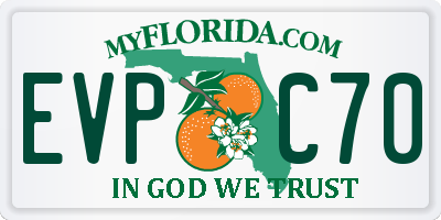 FL license plate EVPC70