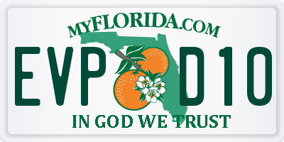 FL license plate EVPD10