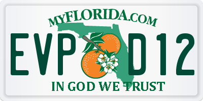FL license plate EVPD12