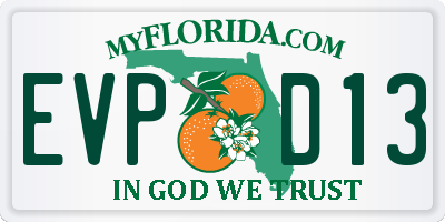 FL license plate EVPD13
