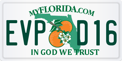FL license plate EVPD16