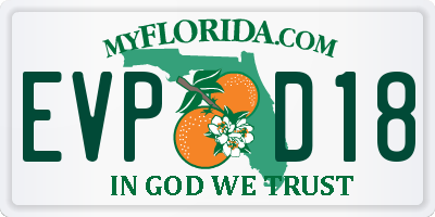 FL license plate EVPD18