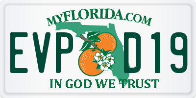 FL license plate EVPD19