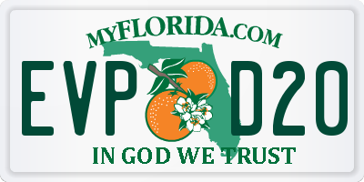 FL license plate EVPD20