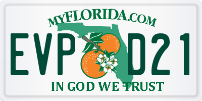FL license plate EVPD21