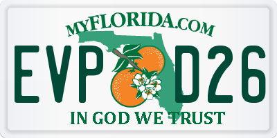 FL license plate EVPD26