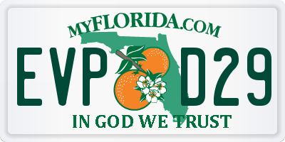 FL license plate EVPD29