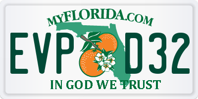 FL license plate EVPD32