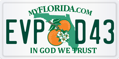 FL license plate EVPD43