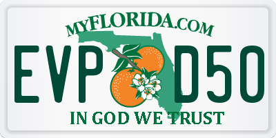 FL license plate EVPD50